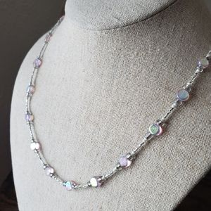 19"  Pink iridescent beaded necklace